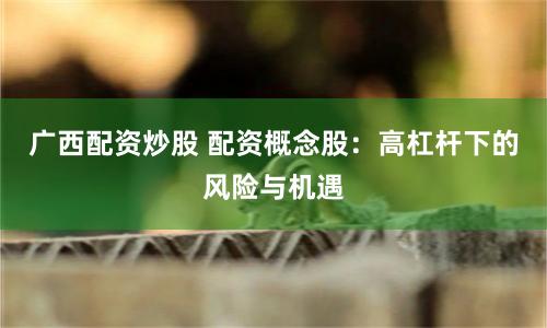 广西配资炒股 配资概念股：高杠杆下的风险与机遇